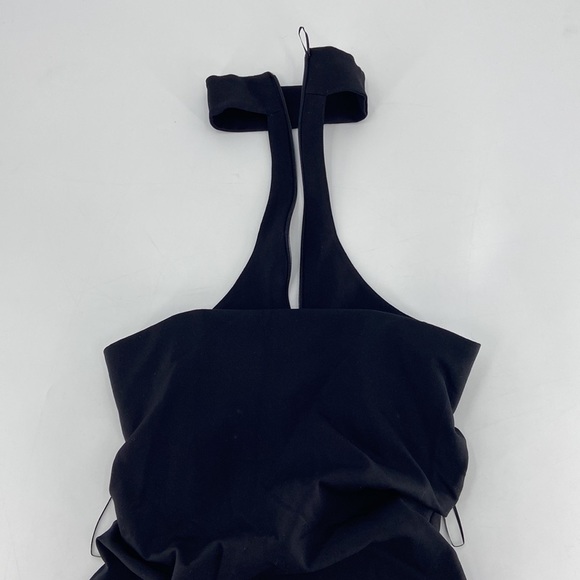 Zara Women's Black Draped Choker Midi Dress Size M - Picture 5 of 11